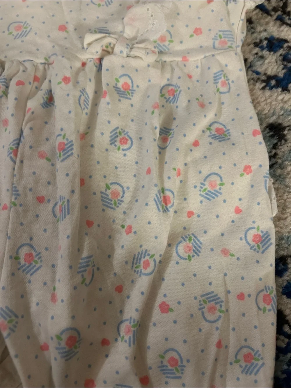 Vintage Carter's Pastel Floral Romper with Eyelet Lace Trim Size 6M